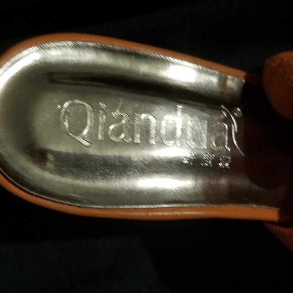 ORANGE Wing Platform Heels Sz 7 - Picture 5 of 8